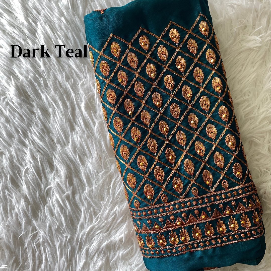 Teal Tread Aari Work Blouse Material – code1