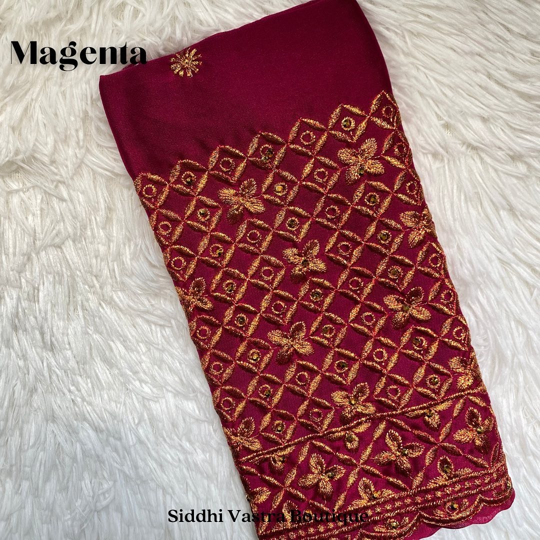 Megenta Tread Aari Work Blouse Material - Code1
