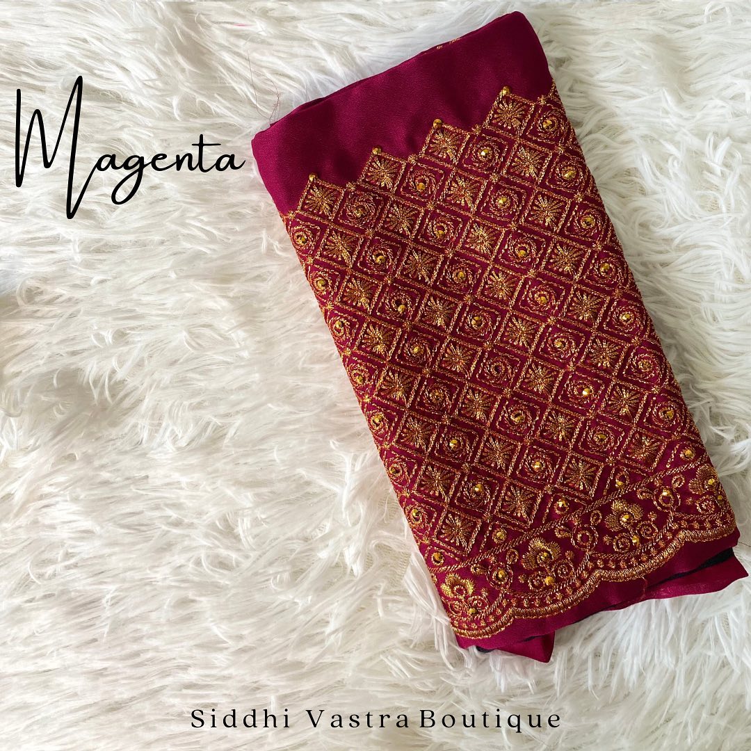 Megenta Tread Aari Work Blouse Material - Code1