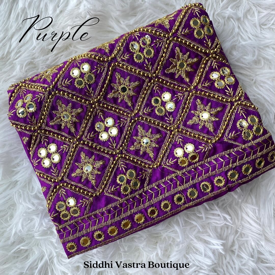 Sky Blue Mirror Aari Blouse Material