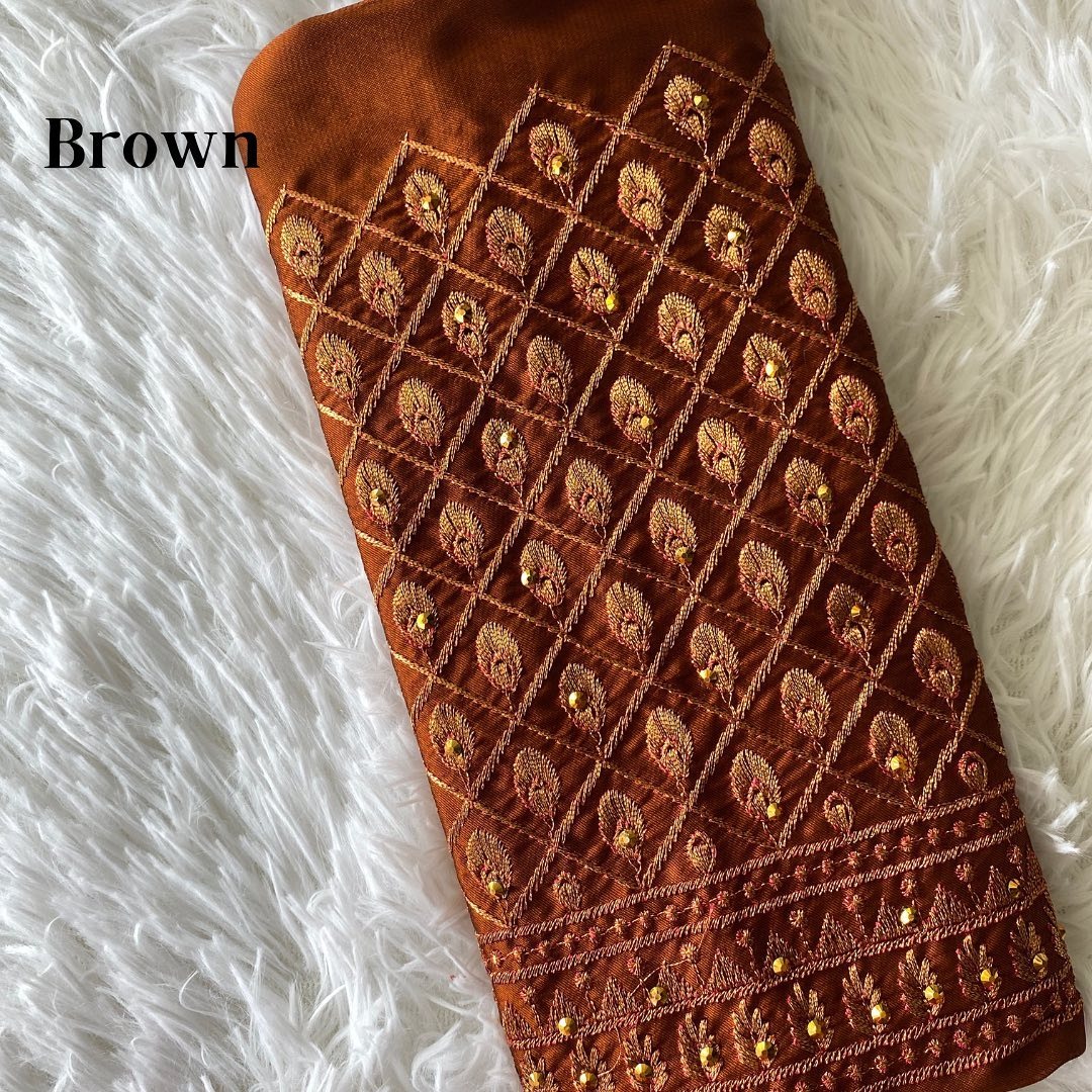 Brown Tread Aari Work Blouse Material – Code 1