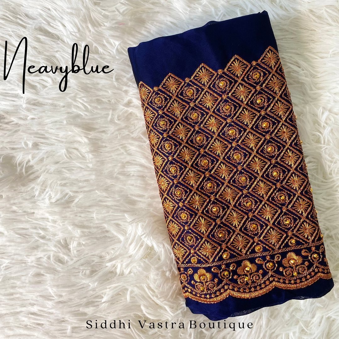 Navy BlueTread Aari Work Blouse Material – Code1