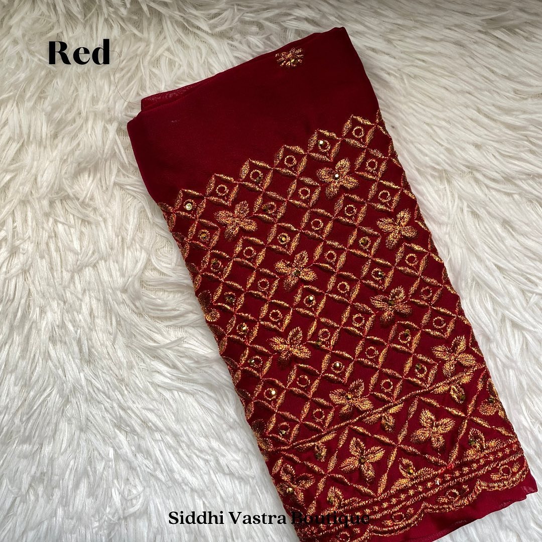 Red Tread Aari Work Blouse Material – Code2