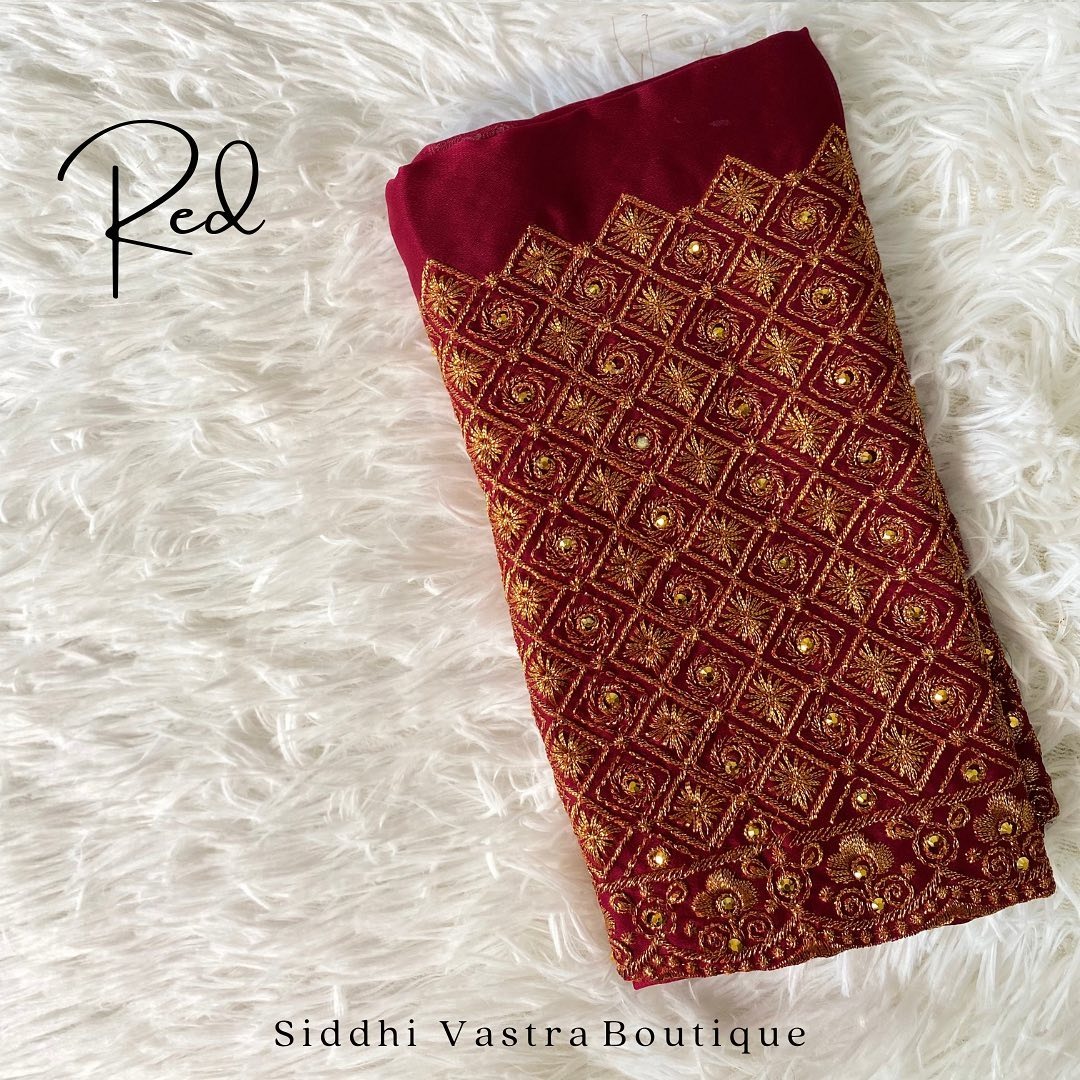 Red Tread Aari Work Blouse Material – Code1